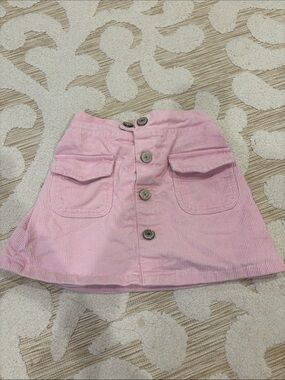 Girls' Pink Corduroy Button-Front Skirt